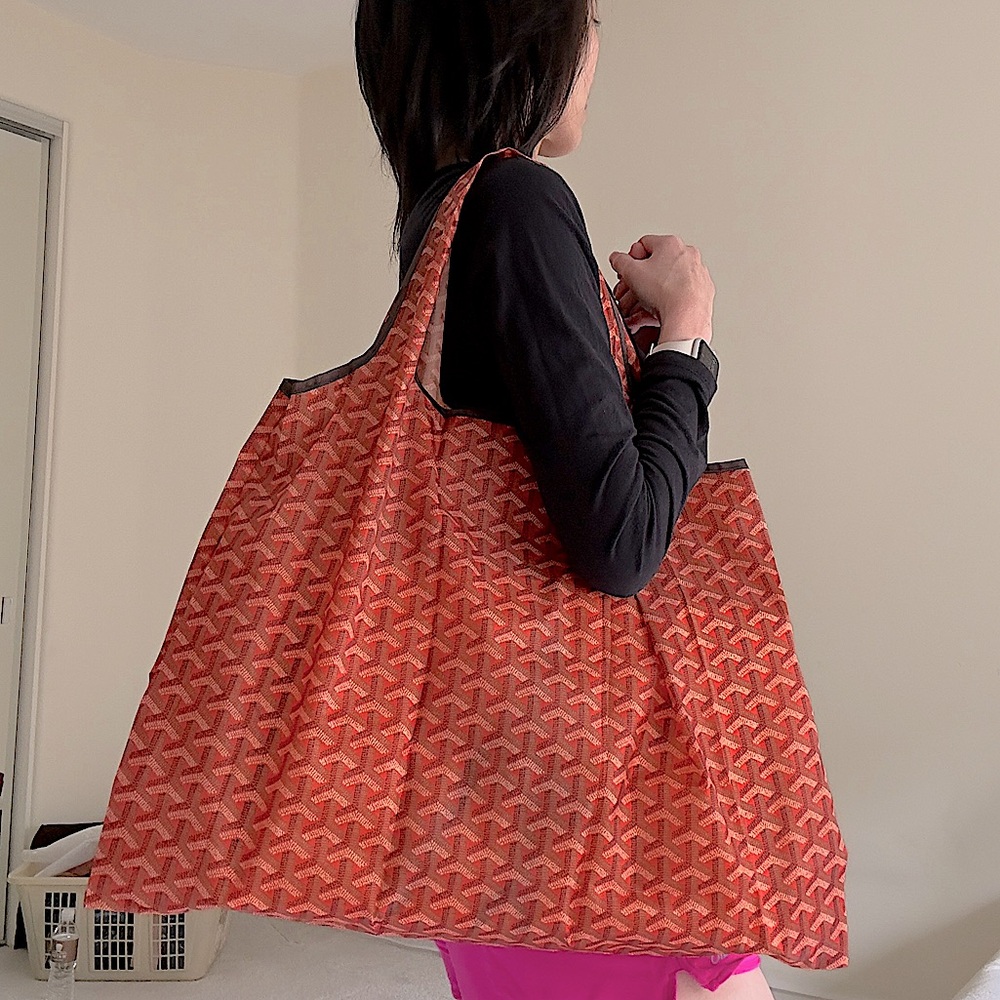 Extra Large Reusable Grocery or Gym Tote Orange Eco-friendly. Daily essentials